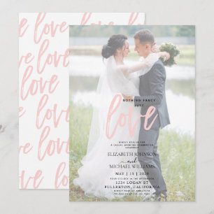 Convite Nada sofisticado Rosa Casual Vélin Foto Casamento