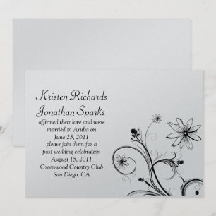 Convite Nadadores de Flores Negras e Prateadas Postam Cele