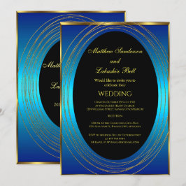 Convite Nado Azul Ouro Negro Elegante Moderno