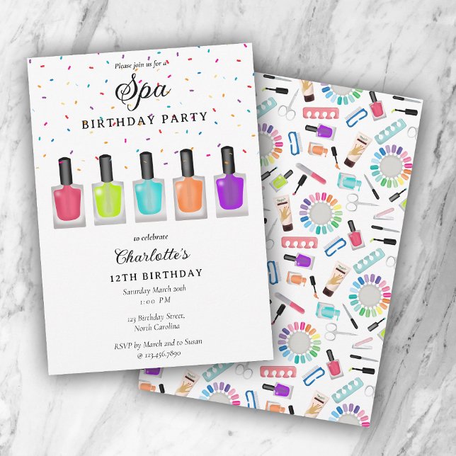 Convite Nail Manicure Pedicure Mani Pedi Girl Spa Birthday (Nail Manicure Pedicure Mani Pedi Girl Spa Birthday Invitation)