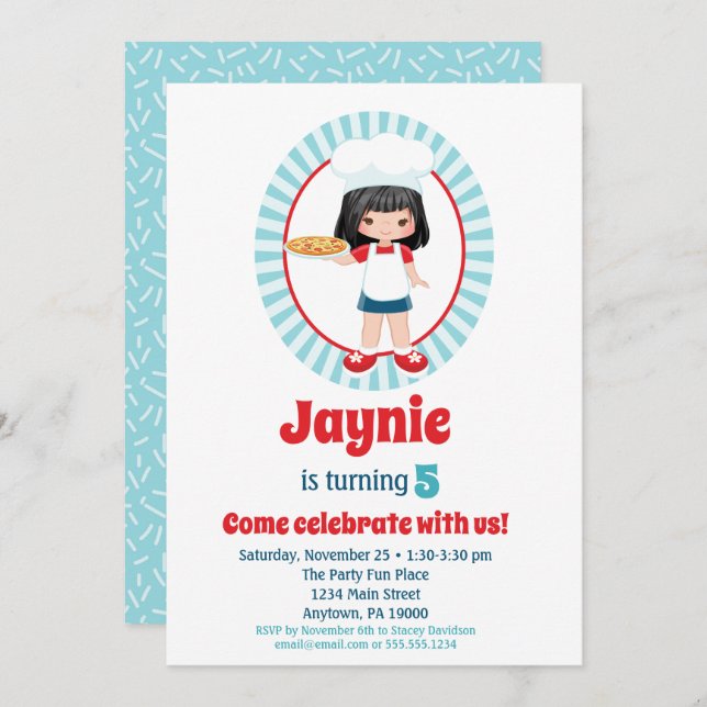 Convite Namorada de Black Hired Party Girls Aniversário (Frente/Verso)