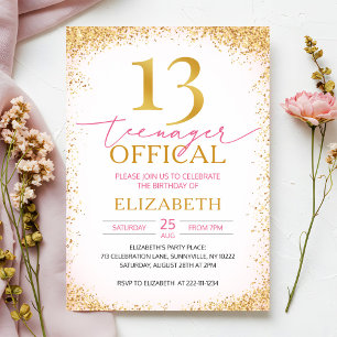 Convite Namorada Rosa 13 Birthday