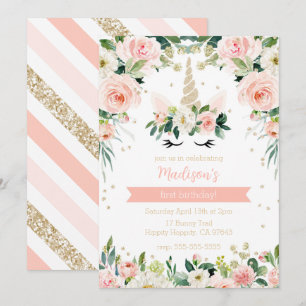 Convite Namorado Rosa Unicorn Girly