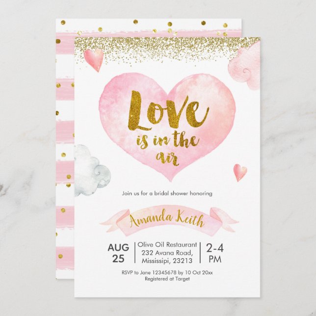 Convite Namorados Ama Está No Chá de panela Aéreo (Frente/Verso)