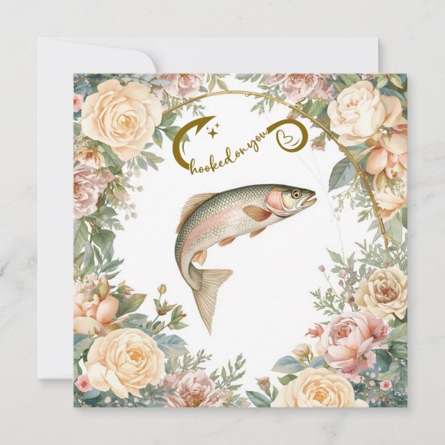 Convite Namorados da pesca Casamento Aquarela (Frente)