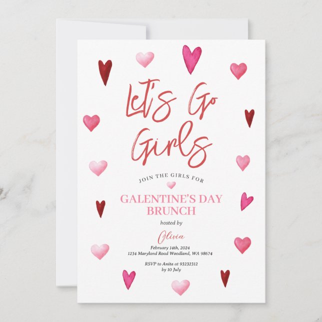 Convite Namorados de Janto Brunch para Festa de Galentine (Frente)