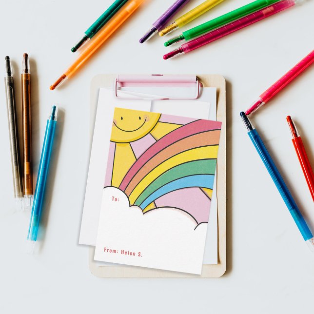 Convite Namorados de sala de aula feliz com o Sol e o Arco (Criador carregado)