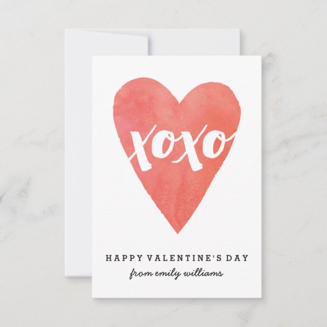 Convite Namorados de Sala de Aula XOXO com Aquarela (Frente)