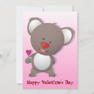 Convite Namorados de Urso de Koala Cute Saudação