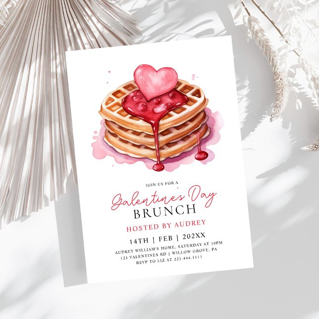 Convite Namorados de Waffles bonitos Galentines Brunch (Criador carregado)