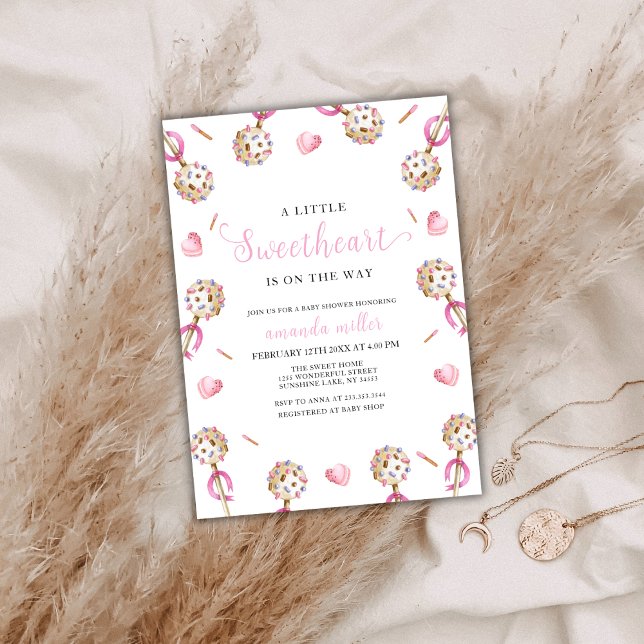 Convite Namorados Doce Pequeno Chá de fraldas Doce (Candy Valentine Little Sweetheat Baby Shower Invitation)