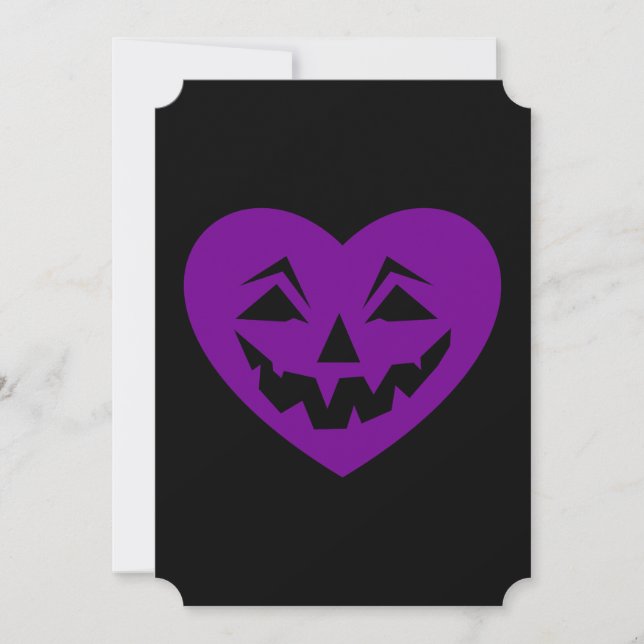 Convite namorados gótico do coração roxo de halloween (Frente)