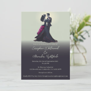 Convite Namorados Góticos Românticos Casamento Minimal