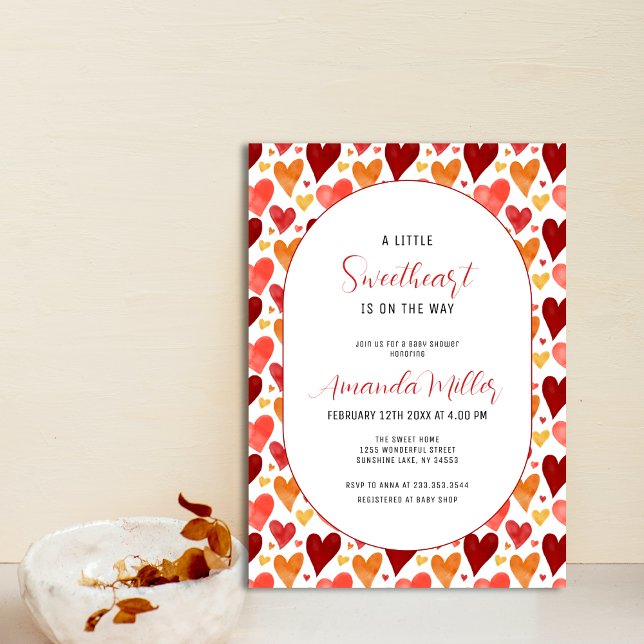 Convite Namorados Moderno da Swetheart (Modern Little Sweetheart Valentine Baby Shower Invitation)