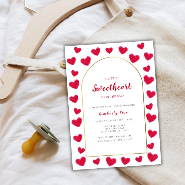 Convite Namorados Red Little Swetheart Arch (Red Little Sweetheart Arch Valentines Baby Shower Invitation)