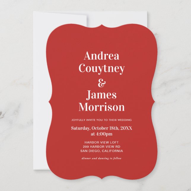 Convite Namorados Red Photo Wedding (Frente)