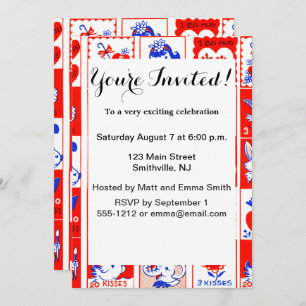 Convite Namorados Retro Love Hugs Padrão de Corte