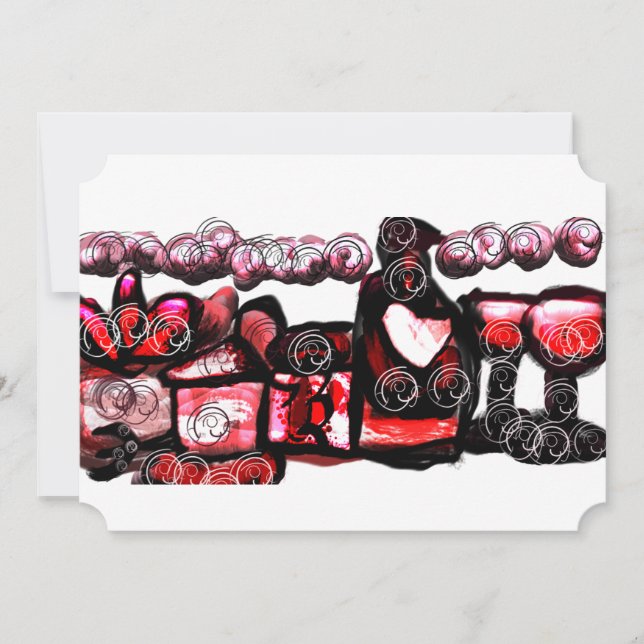 Convite Namorados vermelho de vinho tinto (Frente)