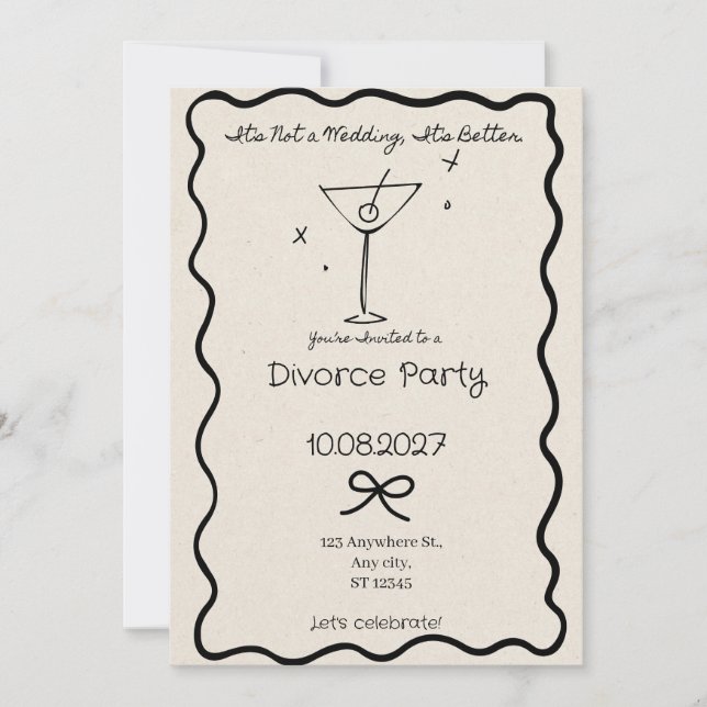 Convite Não É Um Casamento É Melhor Festa Divórcio Engraça (Frente)