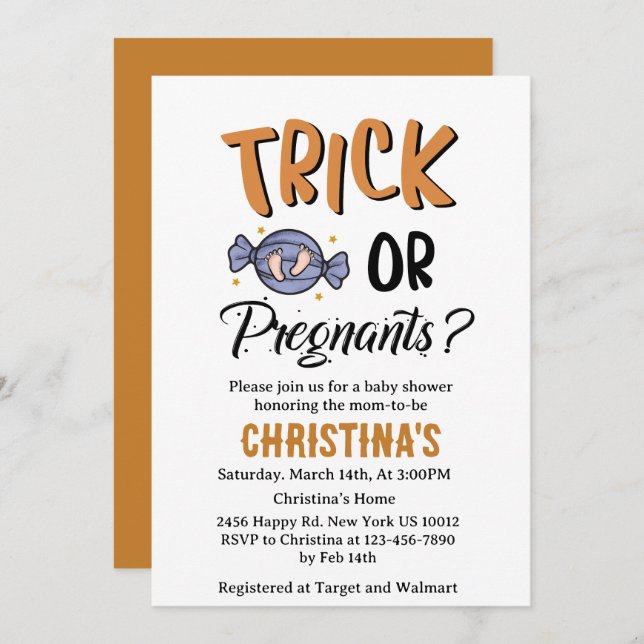 Convite Não É Um Chá de fraldas De Bruxas De Halloween Eng (Frente/Verso)