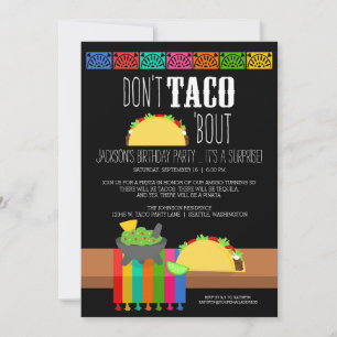 Convite Não Faça Taco 'Bout Surpresa de Aniversário