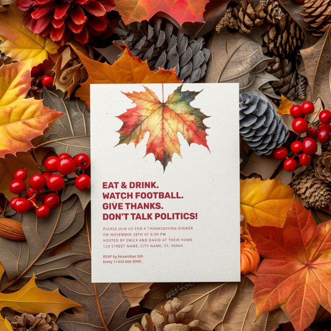 Convite Não Fale sobre Política Texto Bases Ação de Graças (Criador carregado)