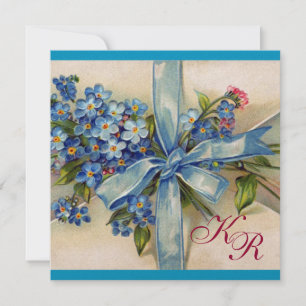 Convite NÃO ME ESQUEÇA MONOGRAMA, FESTA DE CASAMENTO Azul