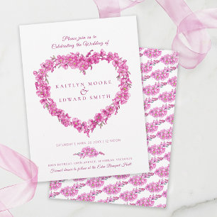 Convite Não-me-esqueças coração arte casamento rosa branco