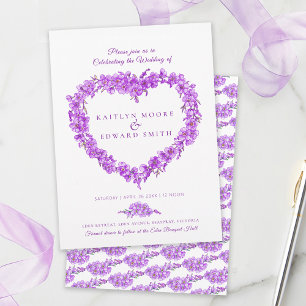 Convite Não-me-esqueças coração arte casamento roxo branco