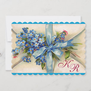 Convite NÃO ME ESQUEÇAS MONOGRAMA, FESTA DE CASAMENTO Azul