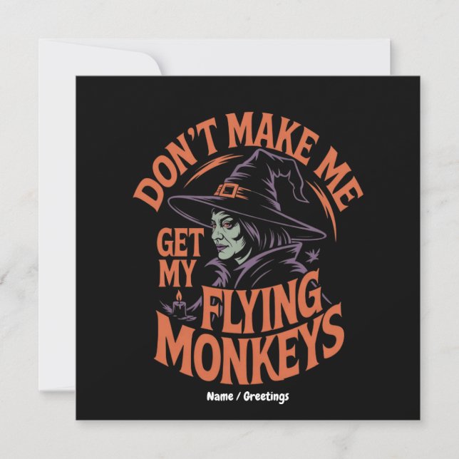 Convite Não Me Faça Buscar Meus Macacos Voadores Bruxa Div (Frente)