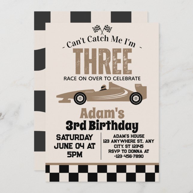 Convite Não posso me pegar na festa de aniversário de 3 an (Frente/Verso)