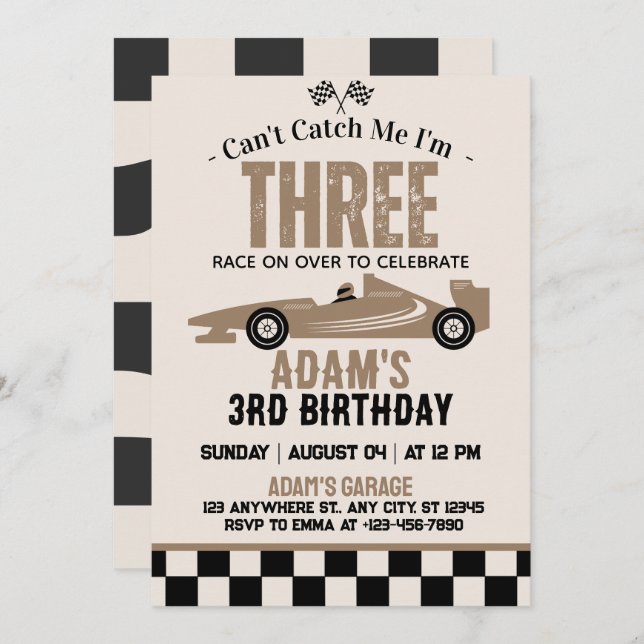 Convite Não posso me pegar na festa de aniversário de 3 an (Frente/Verso)