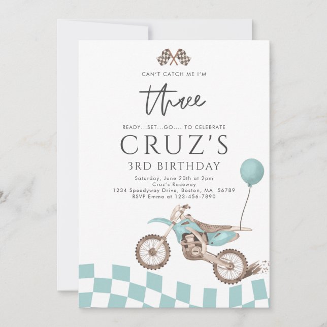 Convite Não posso me pegar na festa de aniversário de 3 an (Frente)