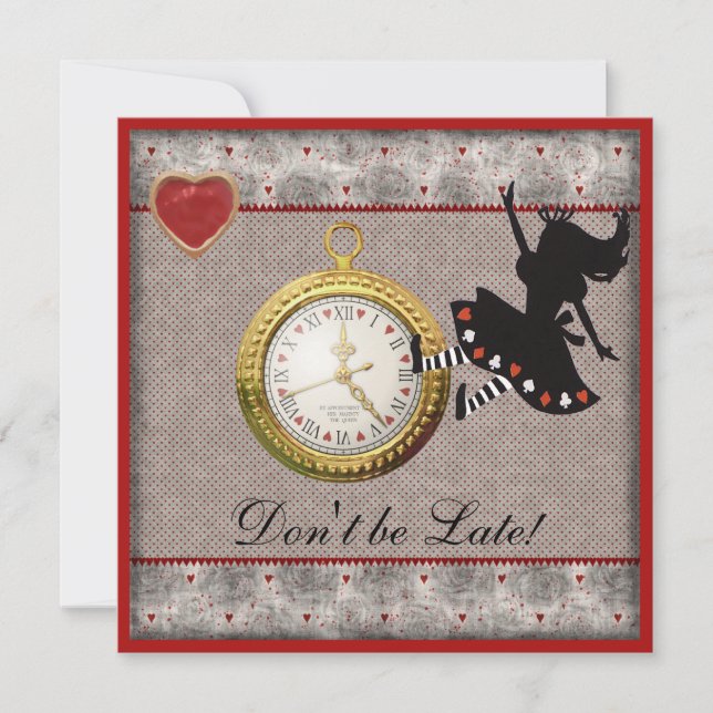 Convite Não seja Atrasada Alice na Festa de aniversário da (Frente)