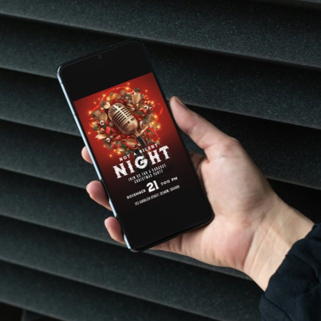 Convite Não Silencioso Noite Karaoke Festa de Natal Mic (Criador carregado)