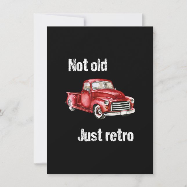 Convite Não Velho Apenas Diversão Retro Caminhonete Vermel (Frente)