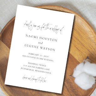 Convite Naomi Black and White Typografia Moderno Casamento