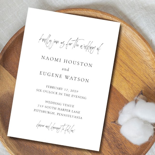 Convite Naomi Black and White Typografia Moderno Casamento (Criador carregado)