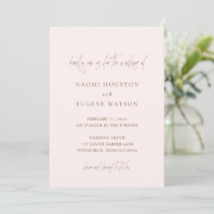 Convite Naomi Pink Typografia Moderno Casamento