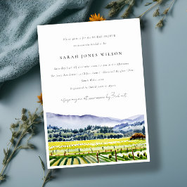 Convite Napa Valley Watercolor Vineyard Bridal Shower
