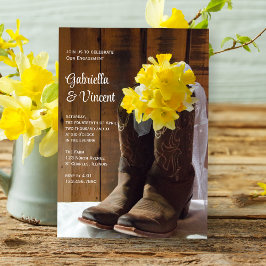 Convite Narcisos e Botas de Cowboy Festa de Engajamento no