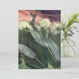 Convite Narvais, Baleias da Vida Marinha Vintage Animais O