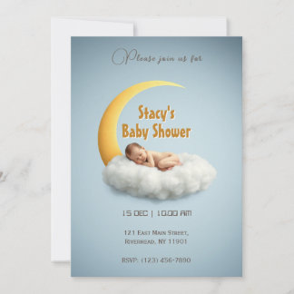 Convite Nascentes Adoráveis Dormindo na Lua Crescente