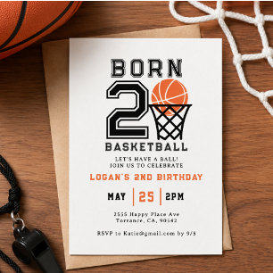 Convite Nascer 2 - Basquete   Segundo aniversário de espor