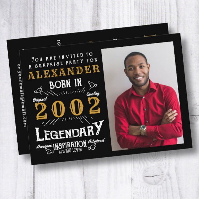 Convite Nascer aniversário de 21 anos 2002 Foto Dourada Re (Criador carregado)