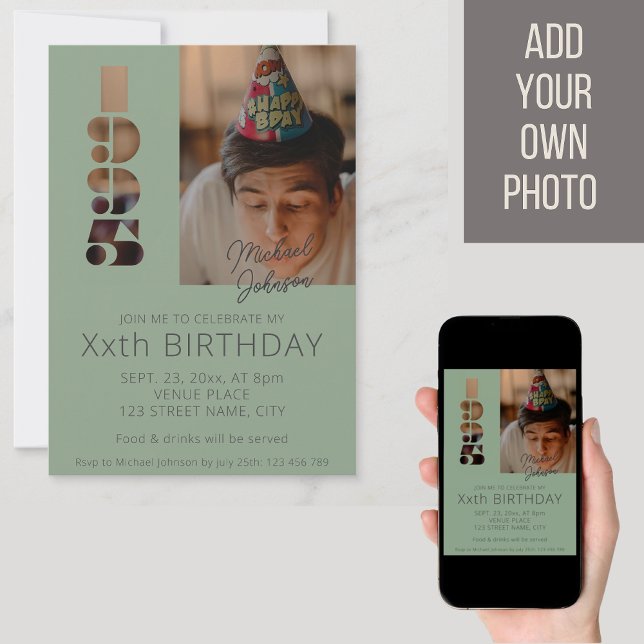 Convite nascer de aniversário de 30 anos em verde 1995 (Criador carregado)
