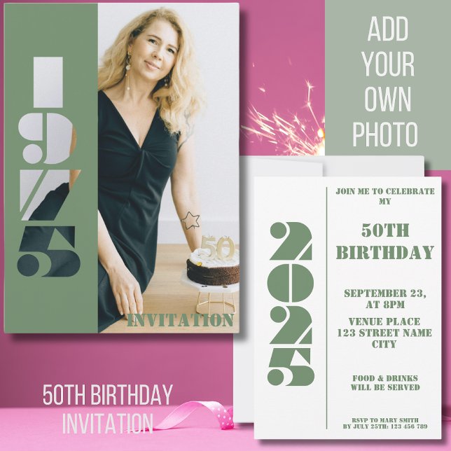 Convite nascer de fotos da festa de aniversário 1975 Convi (Criador carregado)