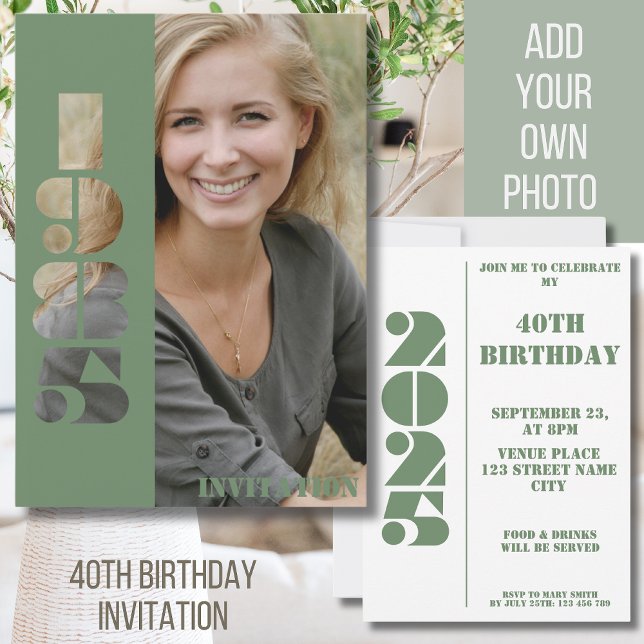 Convite nascer de fotos de aniversário de 40 anos 1985 Con (Criador carregado)