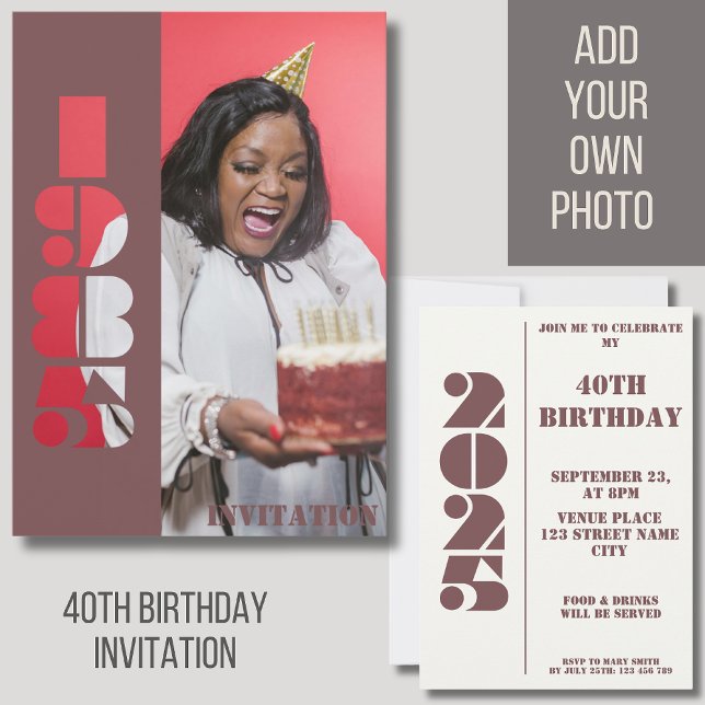 Convite nascer de fotos de aniversário de 40 anos 1985 Con (Criador carregado)